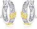 wholesale 925 Sterling Silver Butterfly Leaf Design Small Huggie Hoop Earrings Floral s for Women-0-0