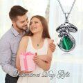 wholesale Sterling Silver Mushroom Necklace with Malachite Moss Agate Opal Moonstone Black Onyx Pendant Women s Jewelry Gift-0-25
