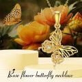 wholesale 14k Yellow Gold Butterfly And Flower Pendant Necklace With Lab Diamond Accents-0-2