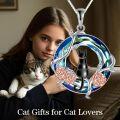 wholesale Sterling Silver Blue Crystal Cat Necklace for Women Mom Birthday Gift-0-13