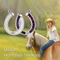 wholesale 925 Sterling Silver Opal Triple Horseshoe Pendant Necklace Luck s for Women-0-2