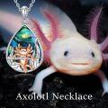 wholesale 925 Sterling Silver Axolotl Pendant with Labradorite and Abalone Shell Necklace-0-1