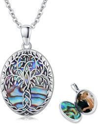 wholesale 925 Sterling Silver Abalone Shell Tree of Life Photo Frame Heart Lockets Necklaces for Women Girls s-Tree of Life Locket