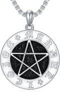 wholesale 925 Sterling Silver Black Druzy Pentagram Pendant Necklaces for Men & Women-0-0