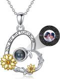 wholesale 925 Sterling Silver YOU ARE MY SUNSHINE Projection Necklace w/ Sunflowers & Crystals - Romantic Gift for Women-0-0