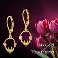wholesale 14K Gold Tulip Flower Leverback Earrings for Women-0-1