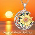 wholesale 925 Sterling Silver Sun and Moon Pendant with Abalone Shell Inlay Necklaces for Women Girls-0-3