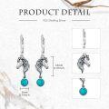 wholesale Sterling Silver Vintage Green Turquoise Elephant Fox Horse Dolphin Dangle Leverback Earrings-0-2