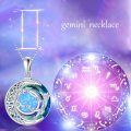 wholesale 925 Sterling Silver Constellation Pendant Necklace Blue Opal Star Moon For Women-0-1