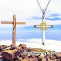 wholesale 925 Sterling Silver Cross Necklace with Natural Diamond Compass Pendant, 18 Rolo Chain, Gift Box-0-3