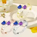 TOUPOP 925 Sterling Silver Birthstone Engraved Name Mother Ring-0-1