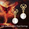 wholesale 14K Gold Phoenix & Pearl 14K Gold  Dangle Drop Earrings for Women - Wedding Gift Ideas-0-2
