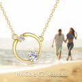 wholesale 14K Gold Cubic Zirconia Circle Pendant Necklace for Women-0-4