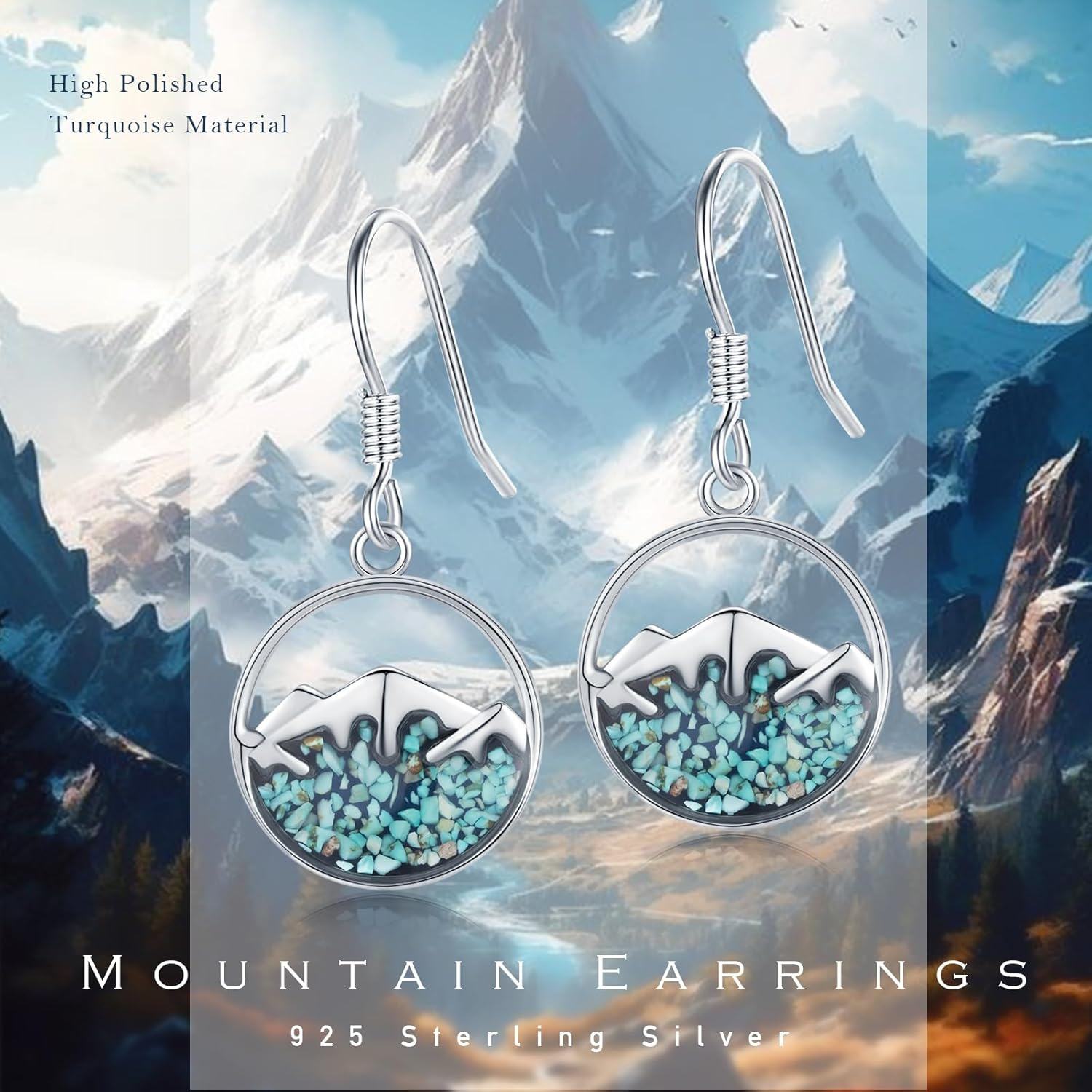 Sterling Silver Abalone Mountain Earrings for Women Nature Dangle Jewelry Gifts-0-1
