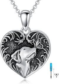 wholesale 925 Sterling Silver Heart Shaped Dog & Butterfly Memorial Keepsake Urn Necklace for Ashes - Pet Loss Gift-Dog