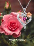 wholesale 925 Sterling Silver Heart Rose Pendant Necklaces for Women Girls s-0-4