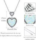 wholesale 925 Sterling Silver Opal Heart Shape Pendant Necklace with Chain for Women Girls  45cm Length-0-4