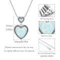 wholesale 925 Sterling Silver Heart White Opal Pendant Necklace Oxidized Beaded Border Women Jewelry-0-4