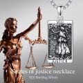 wholesale 925 Sterling Silver Tarot Card Pendant - Lady Justice Scale Charm Necklace for Lawyers Gifts-0-4