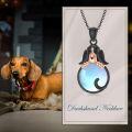 wholesale 925 Sterling Silver Blue Moonstone Dachshund Pendant Necklace for Women Memory Keepsake Gifts-0-3