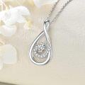 wholesale 925 Sterling Silver Teardrop Pendant with Cubic Zirconias and Chain for Women  45cm Length-0-1