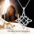 wholesale 14K Gold Black Onyx Obsidian Witch's Knot Pendant Necklace-0-4