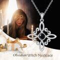 wholesale 14K Gold Black Onyx Obsidian Witch's Knot Pendant Necklace-0-4