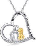 wholesale 925 Sterling Silver Mother Daughter Heart Necklace - Hypoallergenic Lead-Free Gift for Women-0-0
