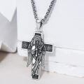wholesale 925 Sterling Silver Cross Angel Pendant Necklace  Religious Protection Amulet Jewelry for Men-0-2