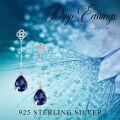 wholesale 925 Sterling Silver Blue Sapphire Celtic Knot Drop Earrings for Women-0-2