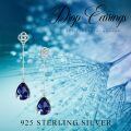 wholesale 925 Sterling Silver Blue Sapphire Celtic Knot Drop Earrings for Women-0-2
