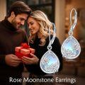 wholesale 925 Sterling Silver Teardrop Flower Moonstone Hypoallergenic Leverback Dangle Earrings for Women Gifts-0-3