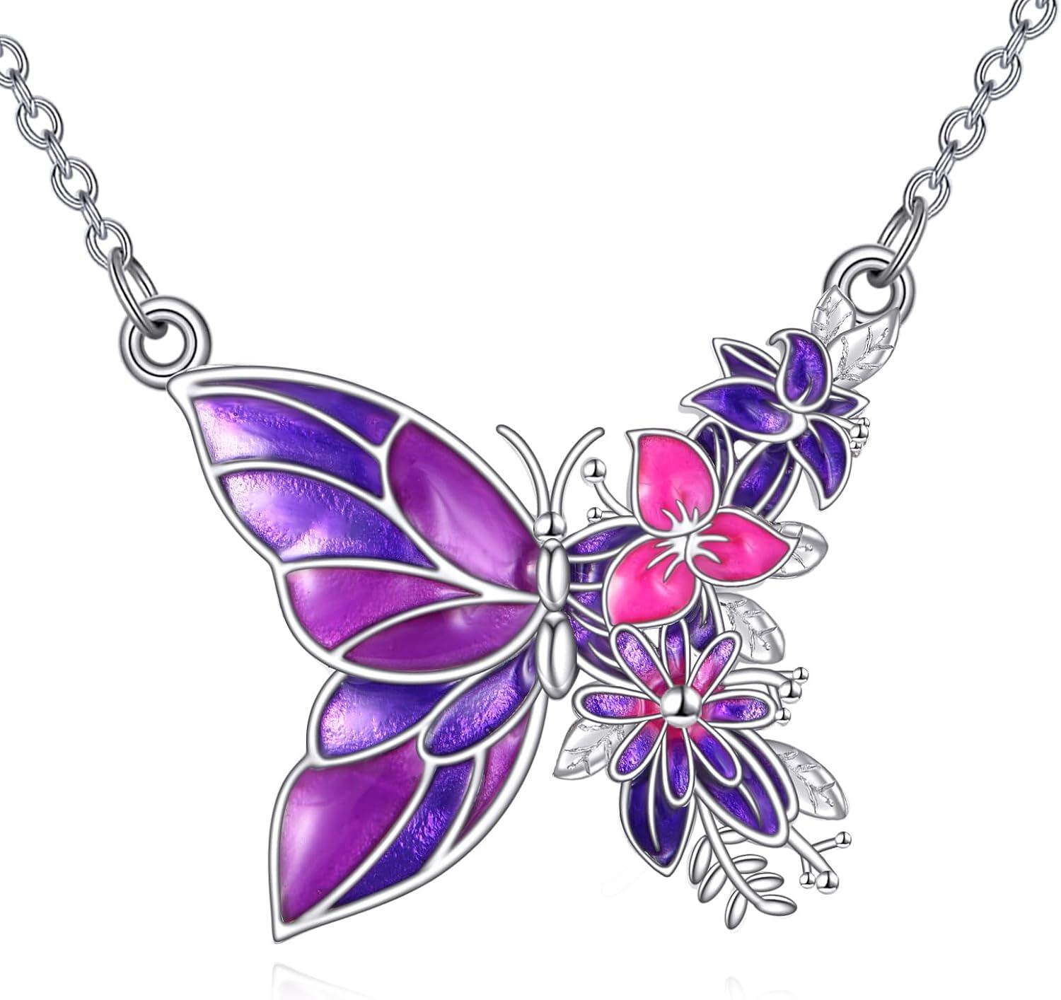  Sterling Silver Filigree Butterfly Celtic Knot Irish Jewelry Birthday Gifts for Women -Purple Butterfly