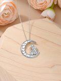 wholesale 925 Sterling Silver Mermaid Moon Necklace Gift for Mom Nana Mother Daughter Birthday Christmas-0-4