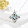 wholesale 925 Sterling Silver Celtic Triquetra Necklace with Moonstone and Abalone Shell-0-2