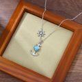 wholesale 925 Sterling Silver Heart-Shaped Larimar Anchor Cross Pendant Necklace for Women-0-4