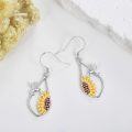 wholesale 925 Sterling Silver Sunflower Hummingbird Teardrop Dangle Earrings for Women-0-2