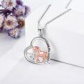 wholesale 925 Sterling Silver Horse and Girl Pendant Necklace with I Love You Forever Inscription - Cute  for Women-0-1