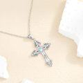 wholesale 925 Sterling Silver Moonstone CZ Cross Pendant Necklace for Women-0-1