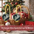 wholesale Gold 14k Green Moss Agate Leverback Drop Dangle Earrings for Women-0-1