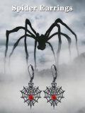 wholesale Hypoallergenic 925 Sterling Silver Black Spider Web Heart Drop Earrings Gothic Gift-0-3