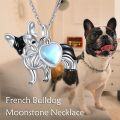 wholesale 925 Sterling Silver French Bulldog with Heart Stone Pendant Necklace-0-2