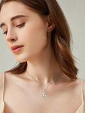 wholesale Gold-Plated 925 Sterling Silver Moissanite Sunflower Cross Pendant Necklace for Women-0-2