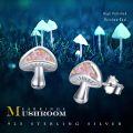 wholesale 925 Sterling Silver Pink Mushroom Stud Earrings-0-4