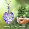 wholesale 925 Sterling Silver Heart-Shaped Purple Crystal Tree of Life Cremation Keepsake Urn Necklace for Ashes Memory s 48 Chain Included-0-5
