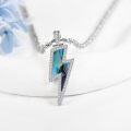 wholesale 925 Sterling Silver Abalone Shell Lightning Bolt Pendant Necklaces for Men & Women-0-1