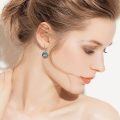 wholesale 925 Sterling Silver Oxidized Lotus Flower Moonstone Zircon Drop Earrings-0-3