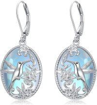 wholesale 925 Sterling Silver Hummingbird Moonstone Drop Earrings Nature s for Women Girls-Hummingbird