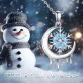 wholesale 925 Sterling Silver Blue Crystal Snowflake Pendant Necklace for Women Christmas Gift-0-1