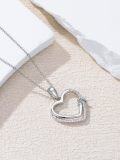 wholesale 925 Sterling Silver & White Sapphire Double Heart Pendant Necklaces for Women - F-G Color Diamonds  Set-0-3
